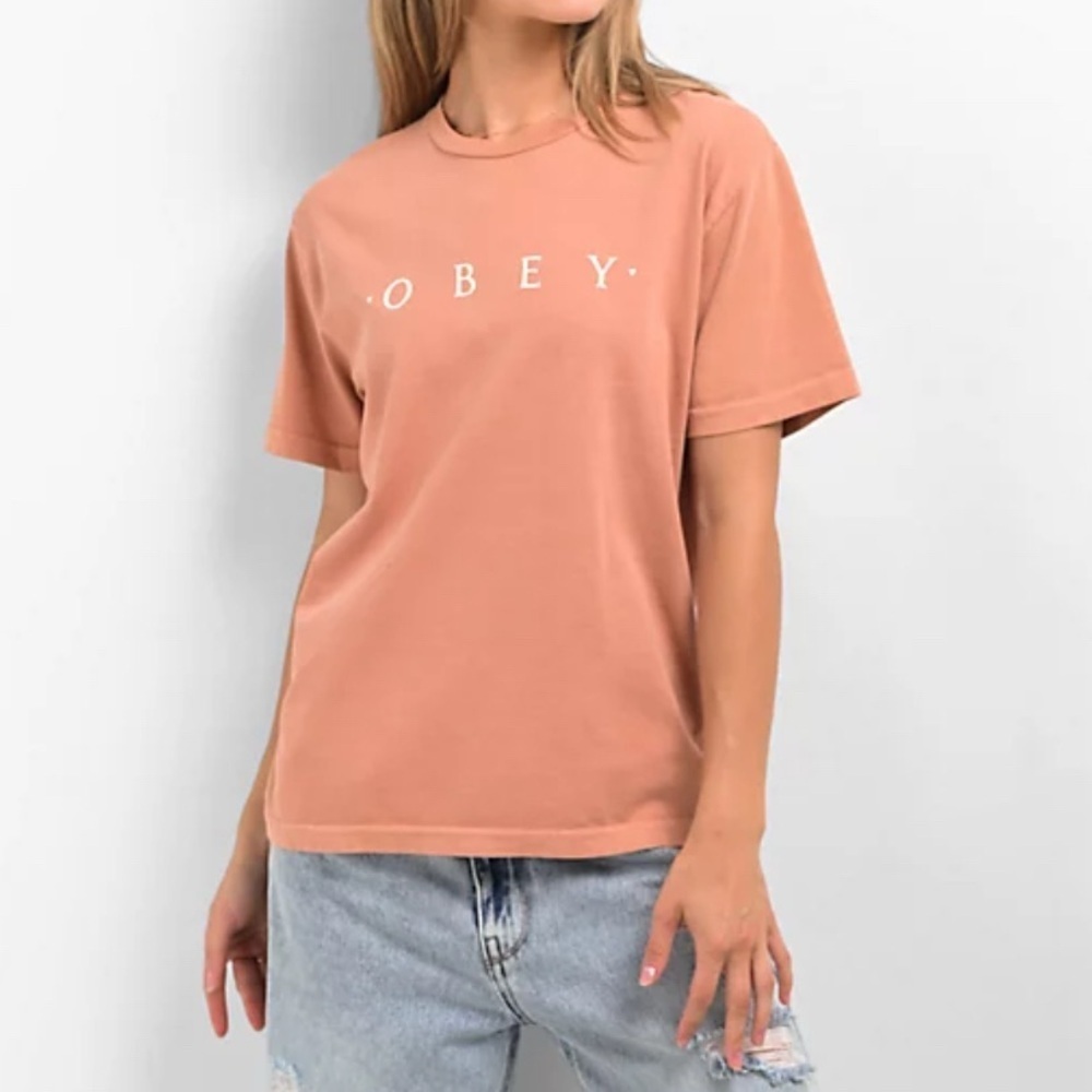 Women’s Obey Novel Clay Wash Short Sleeve Print T-Shirt Size Medium